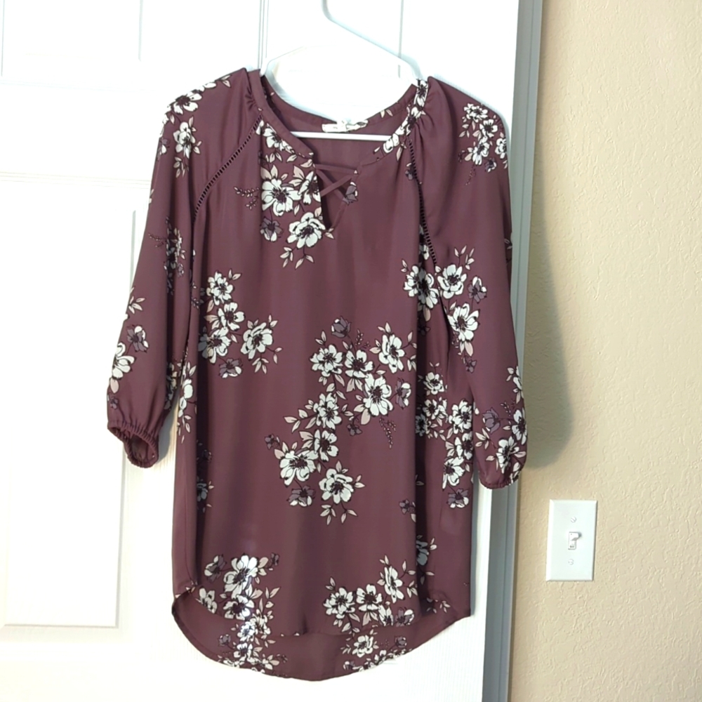 Maurices Dusty Purple Blouse with floral print Size S
